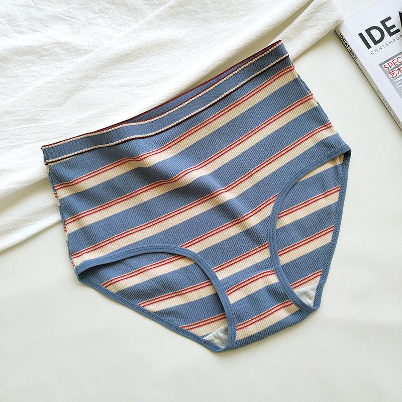 

Женские трусики больших размеров с резьбой, хлопковое нижнее белье, треугольные трусики, трусики с высокой талией XXL синий