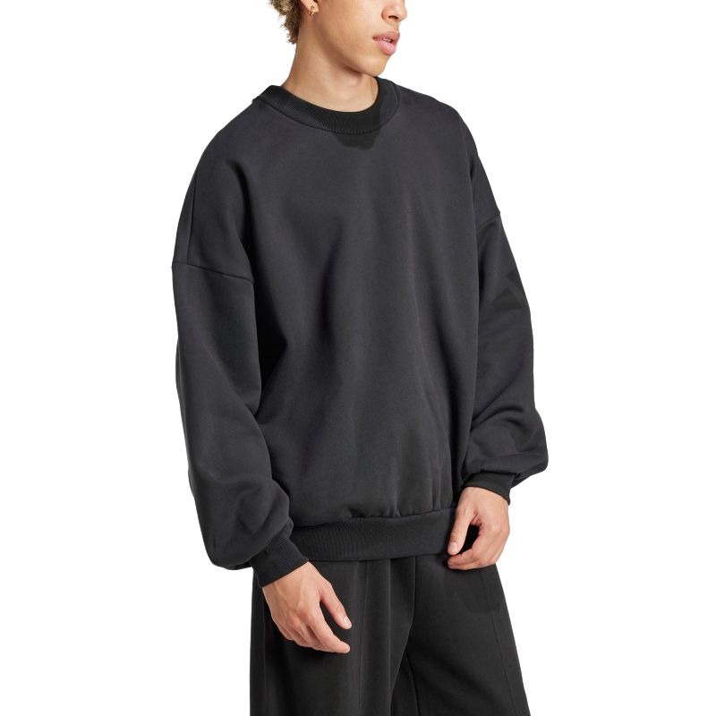 adidas Fleecegefüttertes Locker geschnittenes Rundhals-Sweatshirt Herren-Oberteile Schwarz JJ2269
