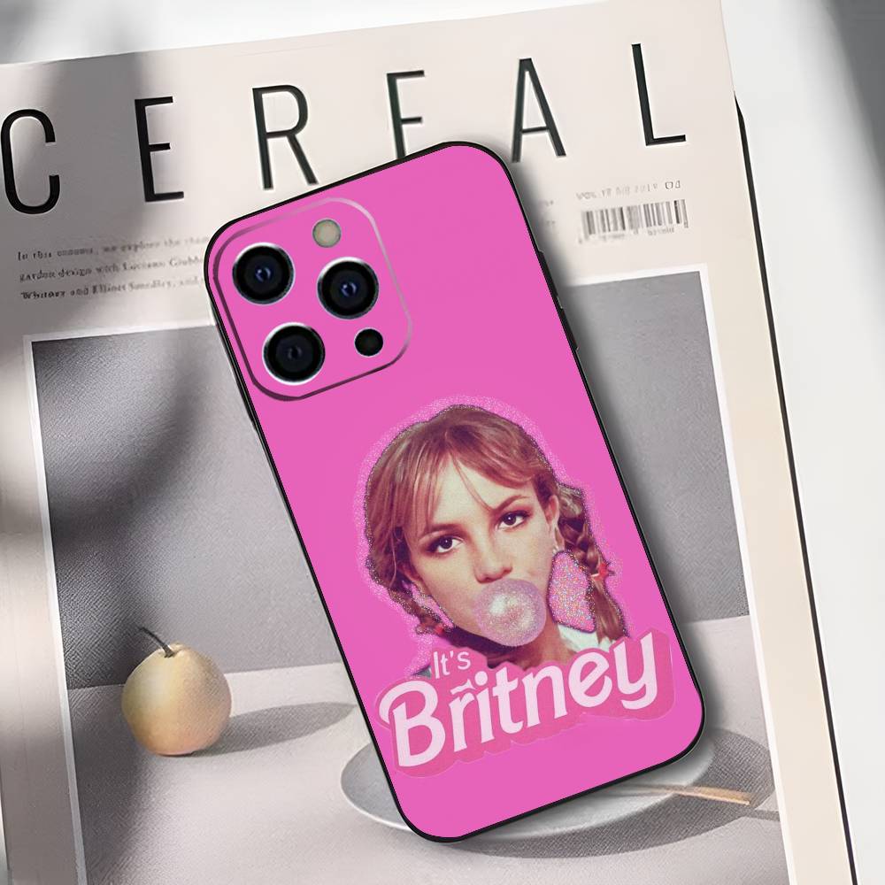 B-Britney Spears Phone Case For iPhone 17,16,15,14,13,12,11 Plus,Pro Max,XS,Soft Silicone Black Cover