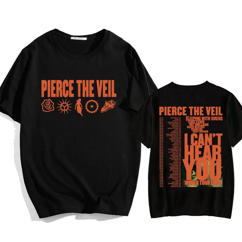 Jeg kan ikke høre deg Pierce The Veil T-skjorter Rockeband Hip Hop Unisex Streetwear T-skjorte Rund hals Herre/Dame T-skjorte Bomulls T-skjorter
