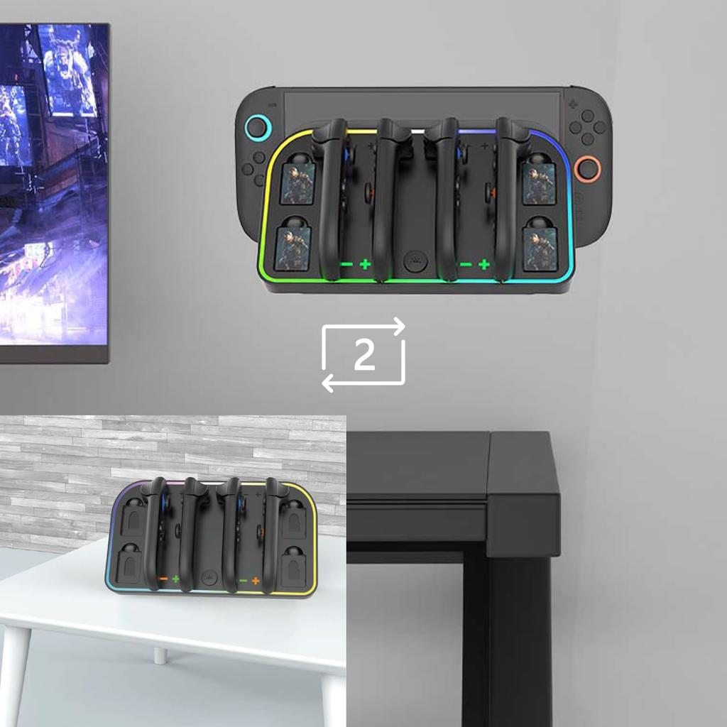 Tomistan Charging Stand for Nintendo Switch 2 2 Magnetically Charges Four 2 Controllers Fast Charges Left and Right 2 Includes LED Charging Indicator