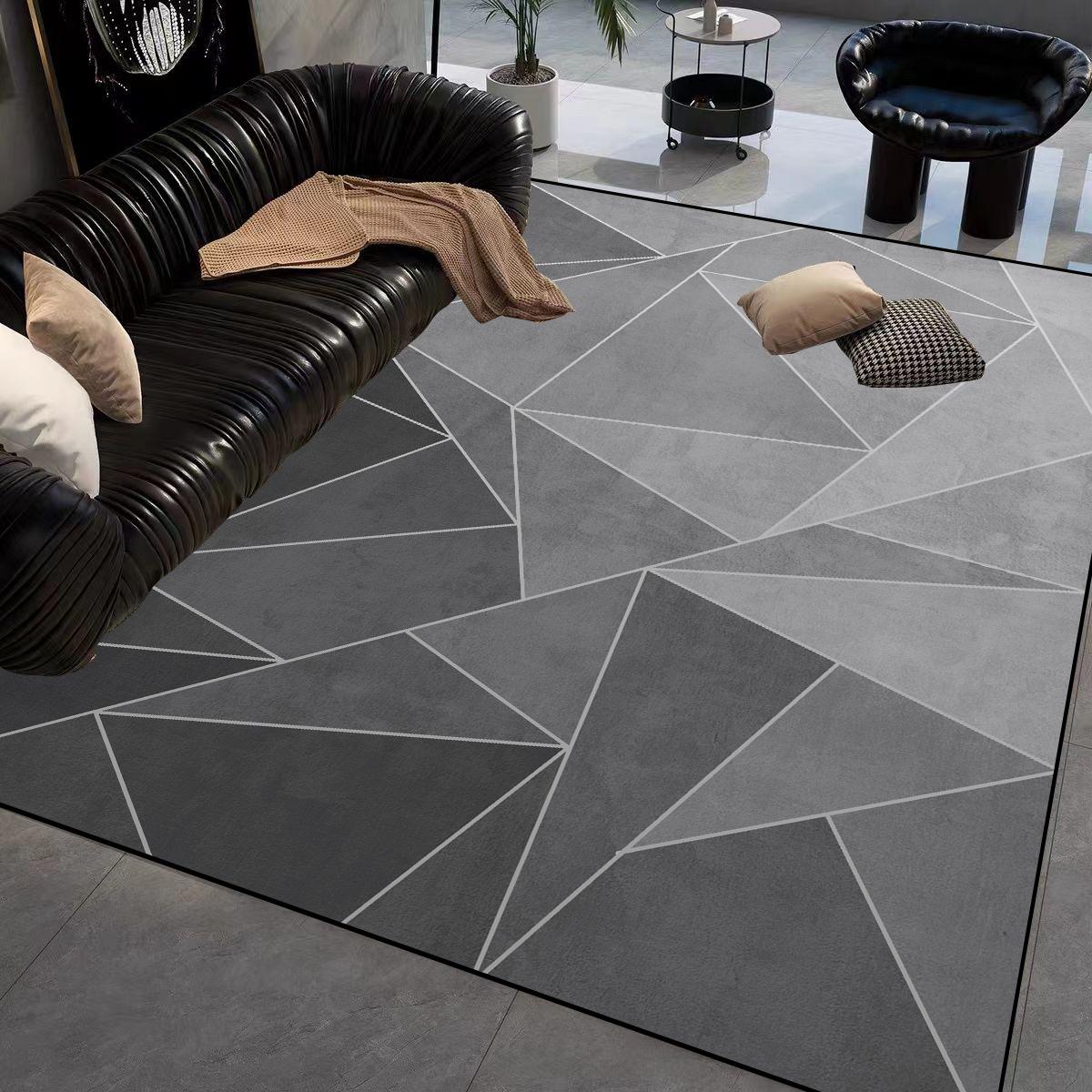 

Minimalism Grey Geometric Carpet for Living Room Modern Light Luxury Decoration Home Rugs for Bedroom Non-slip Large Floor Mats 60*90cm