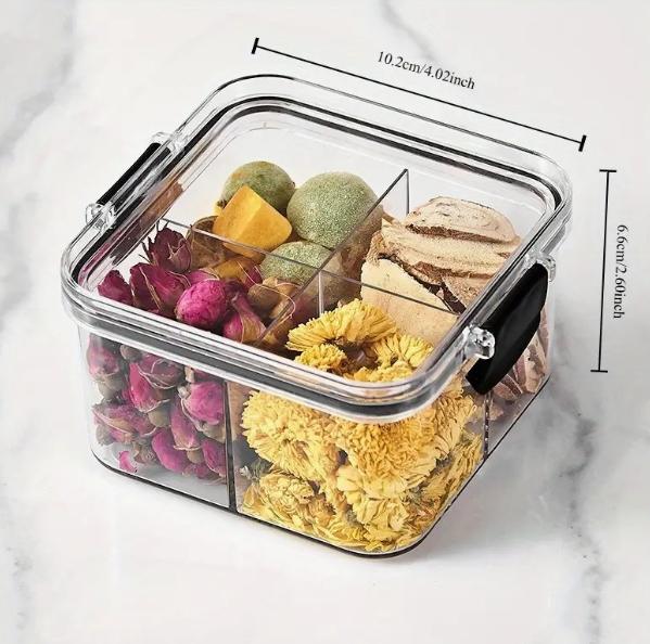 

1шт разделенные пластиковые контейнеры для хранения продуктов питания прозрачные органайзеры с герметичными крышками герметичная банка для закусок, сухофруктов товары для дома чёрный