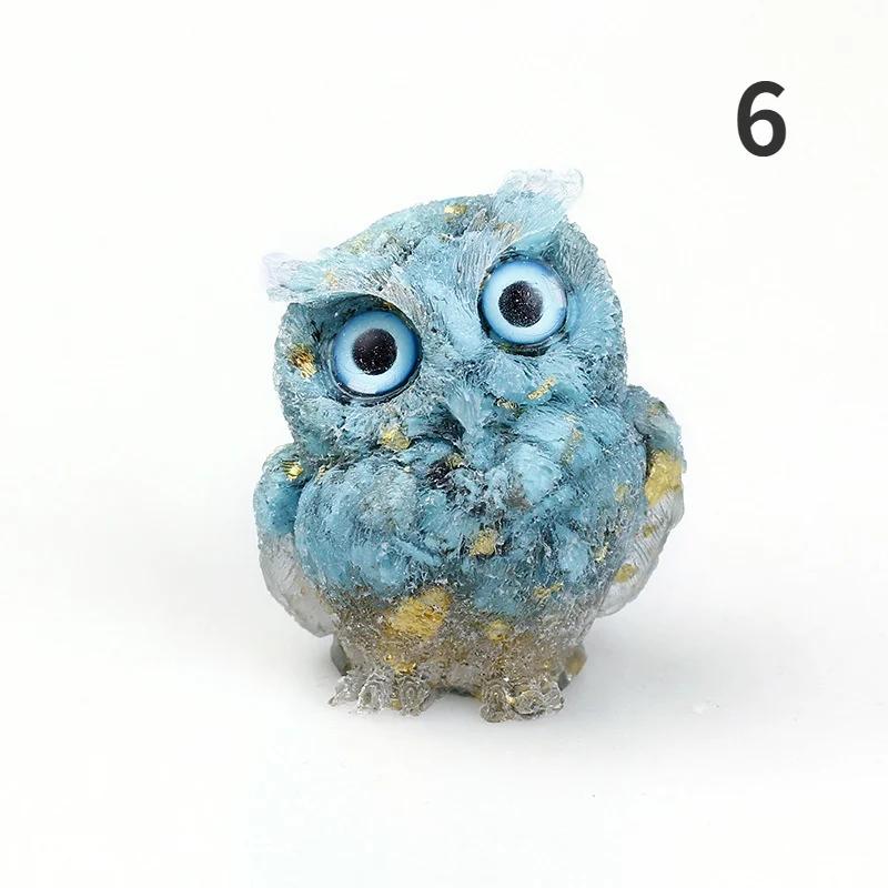 1PCS Crystal Stone Owl Animal Crafts Hand Made Small Figurines DIY Resin Table Decor Home Decor Girls Gifts