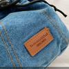 Large Capacity Drawstring Crossbody Bag Solid Color Jeans Shoulder Bag Denim Canvas Bag  Women