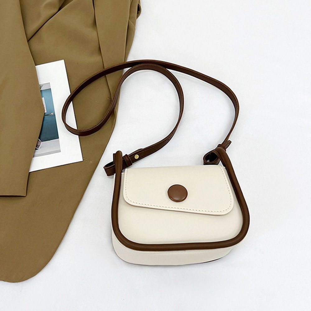 PU Leather Small Square Saddle Bag Solid Color Crossbody Bag Fashionable Shoulder Bag Travel