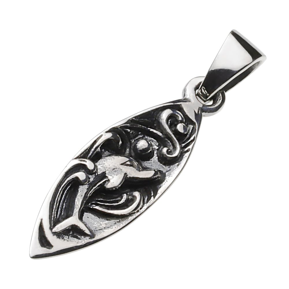 

Подвеска в виде гавайского дельфина для серфинга, серебро p0764 [Cenote] [925 Accessories]
