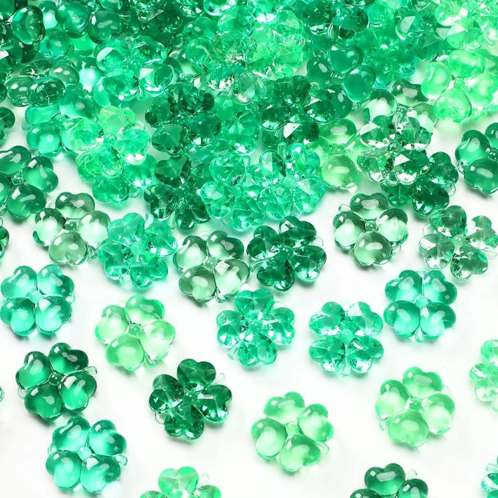 30/50PCS Green Acrylic Lucky Leaf Ornaments St Patricks Day Shamrock Decor Vase Filler Table Scatter