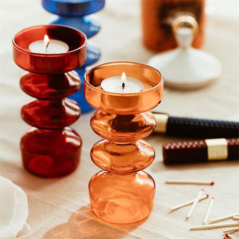 Glass Candle Holder Home Decoration Ornaments Wedding Table Handmade Crafts Glass Candlestick Gifts
