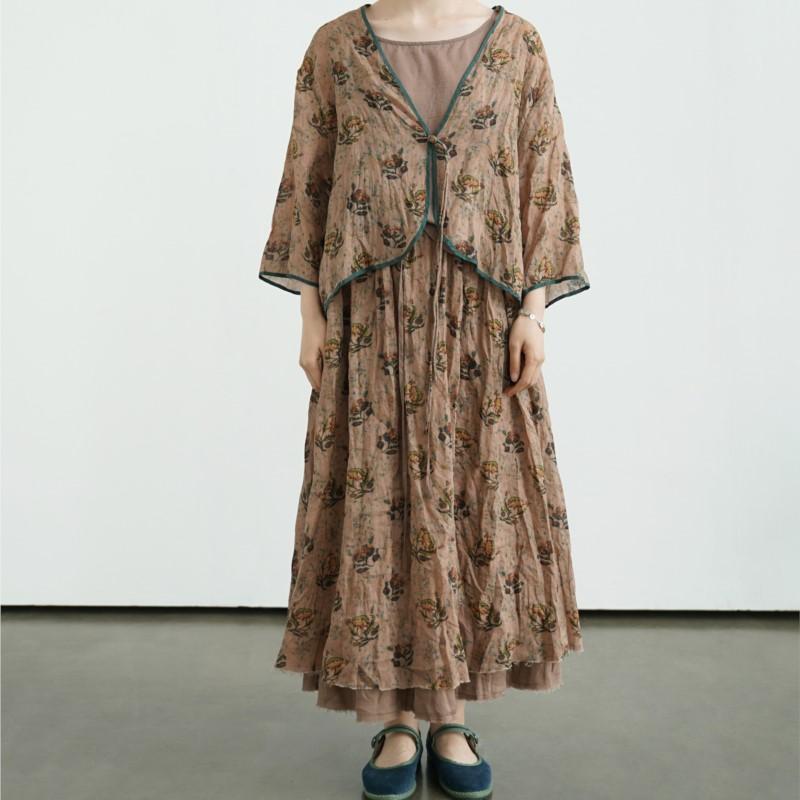 Johnature Damen Vintage Print Blumenröcke Elastischer Bund Locker Hochwertige Kleidung Sommer Locker A-Linien-Röcke
