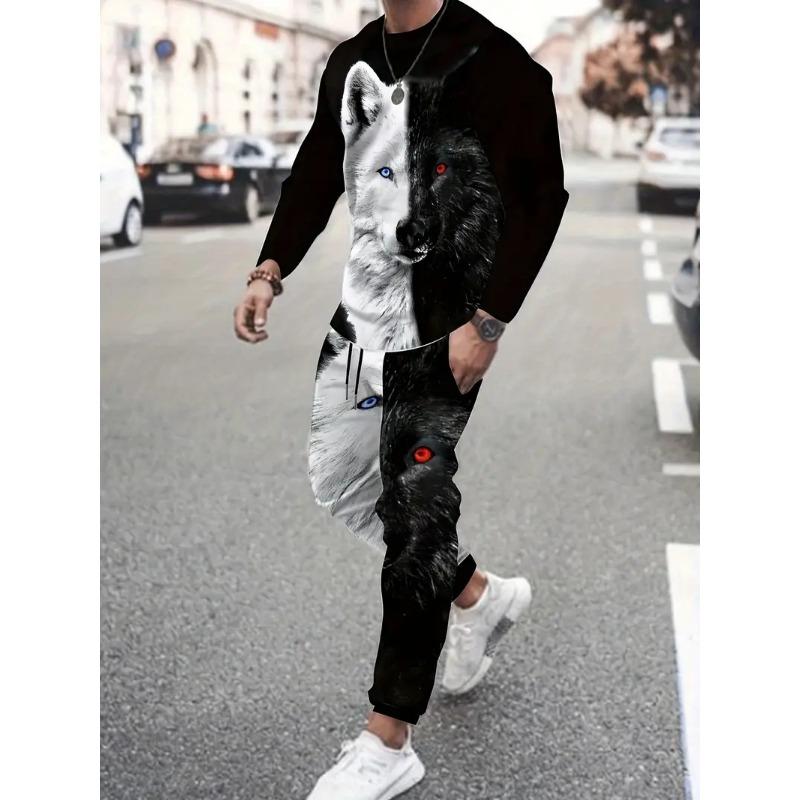 Beliebte Herren Langarm T-Shirts Hosen Set 3D Krone König Druck Herren Sportbekleidung Sommer 2025 Neuer Trainingsanzug Jogger 2-teilige Outfits