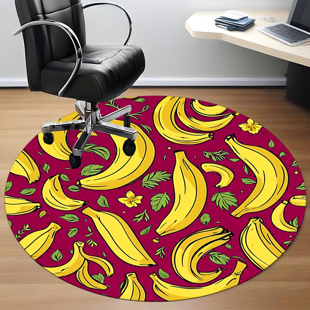 1pc Banana Pattern Office Round Area Rug, Indoor Mat Suitable For Office, Under Office Chairs Bedroom Living Room Home Decor, Room Deco188