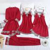 1011 Spring and Summer Suspender Pajamas Five-piece Set, Sexy and Breathable Women's Pajamas, Satin Chiffon Comfortable Loungewear