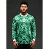 Camiseta de Fútbol Retro Mexicana con Tótem Azteca de Manga Larga para Deportes al Aire Libre, Transpirable y de Secado Rápido, Regalo para Aficionados