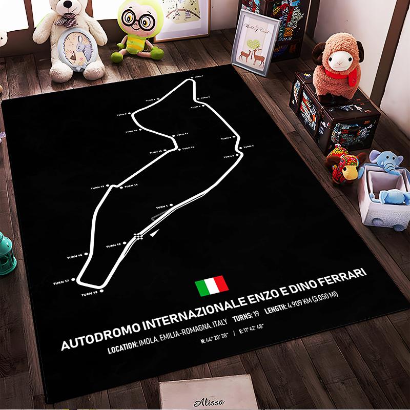 Imola Circuit Map Rug Design Non-slip rug suitable for living room and bedroom sofas.