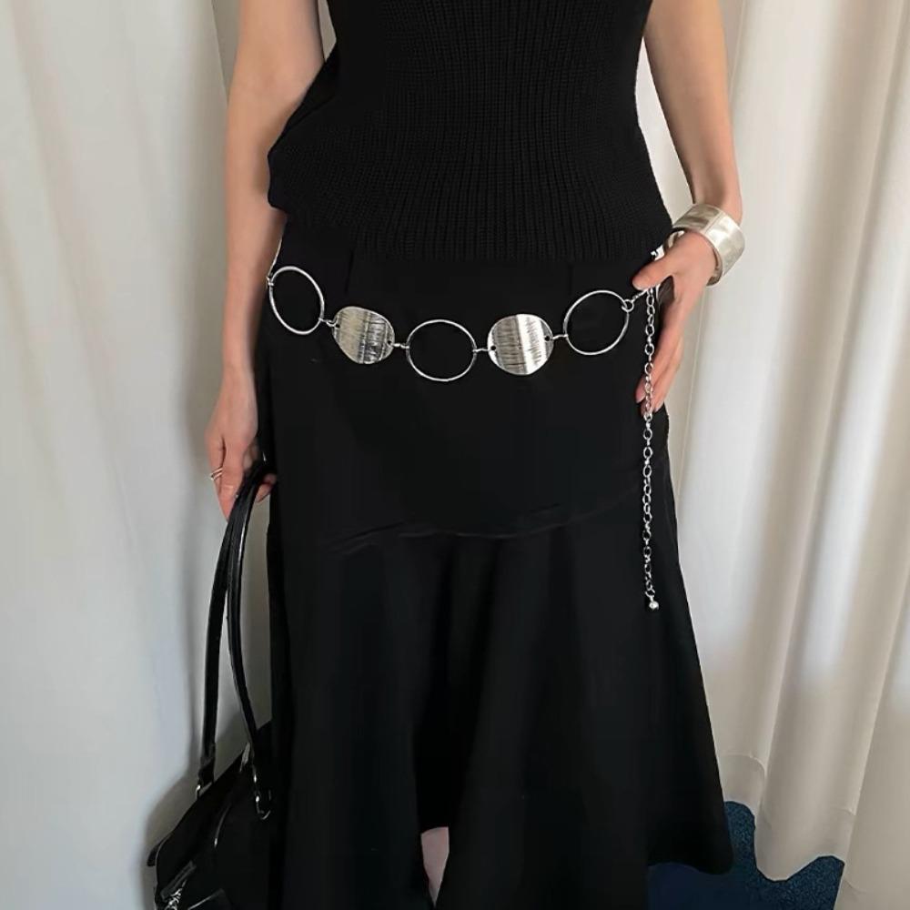 Fashion Metal Women's Waist Chain Adjustable Durable Retro Waist Chain Gold/Silver Carved Chain Belt