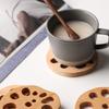 Lotuses Root Slices Cup Pad Wooden Lotuses Trivet With Heat Insulation For Coffee Cups And Home Decoration