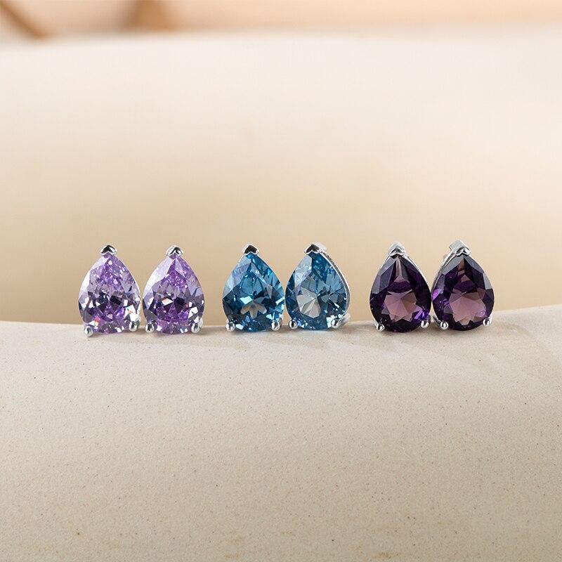 Gica Gema Klassische 100% 925 Sterling Silber Birne erstellt High Carbon Diamant Ohrstecker Weißgold Ohrringe edlen Schmuck