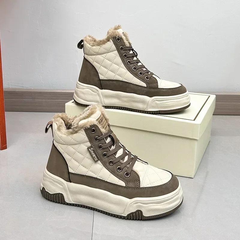 

Fashion Elegant With Medium Heels Female Ankle Shoes Large Size Warm Demi-season Winter Waterproof Non Slip Pu Ladies Booties Snow Boots 35