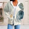 Women Plus Size Zip Up Long Sleeve Printed Hoodie With Drawstring And Pockets