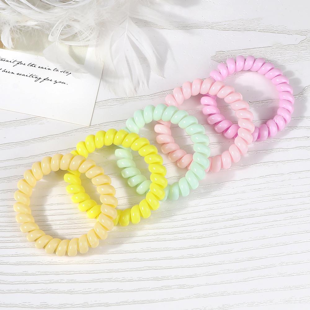 5PCS/Set Solid Color Telephone Wire Elastic Hair Bands Women Girls Cord Rubber Band Stretch Hair Accessories Headband Gum Holder