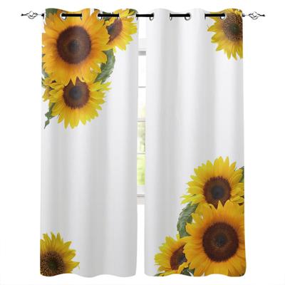 Tende Oscuranti Bianche con Fiori di Girasole per Soggiorno Tende per Finestre per Camera da Letto Tende da Cucina Drappeggi Tende