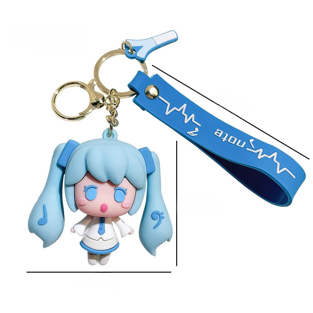 Brightly Colored Hatsune Miku Keychain Creative Cartoon Girl Figure Bag Charm Silicone