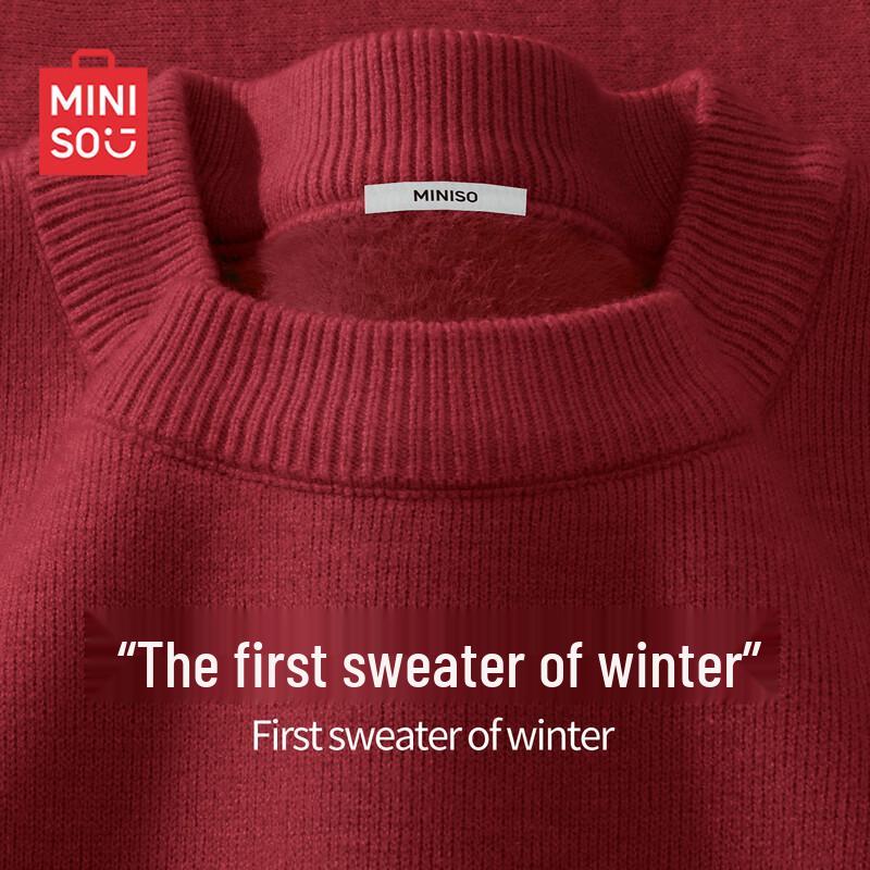 MINISO Men's Fleece-Lined Round Neck Sweater