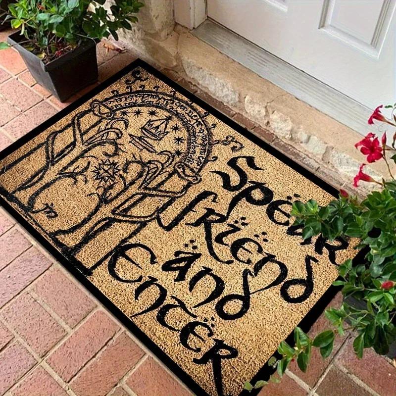 Alfombra antideslizante VIKAMA inspirada en El Señor de los Anillos,con la frase Speak Friend and Enter Mat. 40x60cm