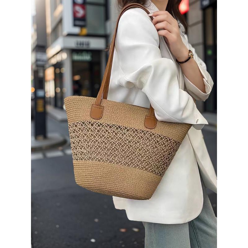 Strohtasche Damen Sommerwind neu Strand Meerseite Outdoor Urlaub Großraum Schultertasche