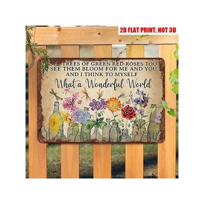 Vintage Metal Flower Dragonfly Wall Art Sign for Cafe Decor