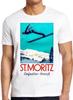 St Moritz Vintage Suisse Ski Voyage Alpin Engadin Cool Cadeau Tee T Shirt M305