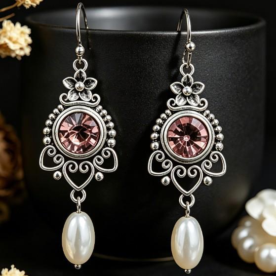 Classic Retro French Pearl Dangle Earrings - Light Luxury, Simple, Long Design for Women