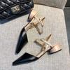 Sandals Women's 20 New Spring and Summer New Pointed Head Bag Head with Medium Heel Thick Heel Shoes