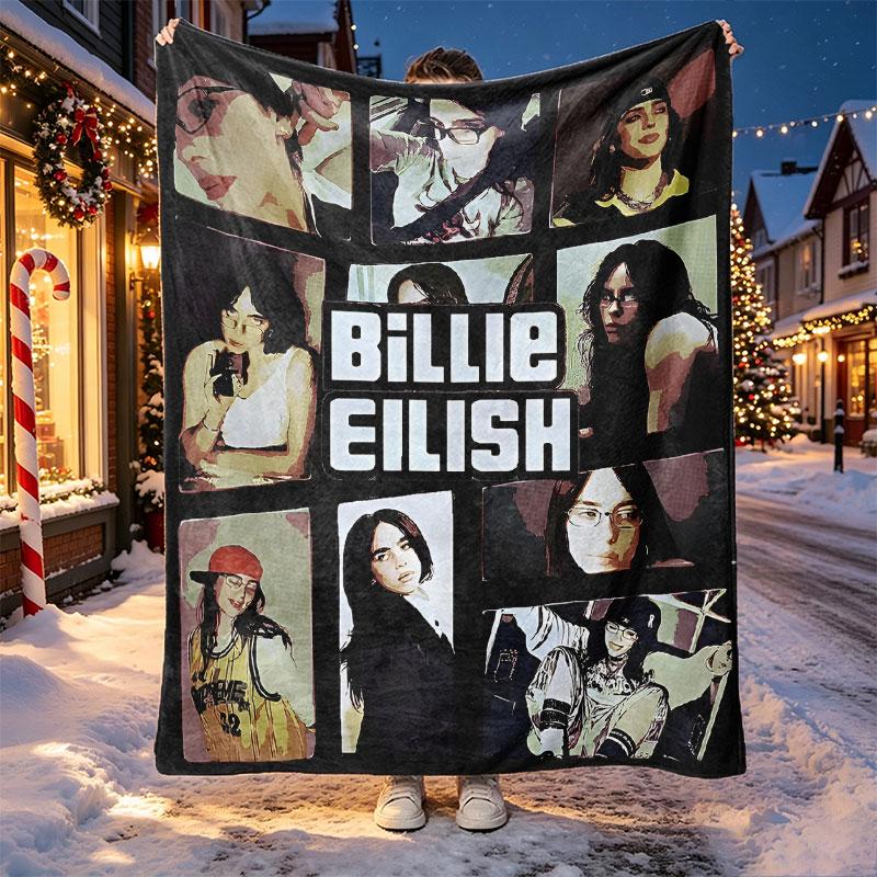Billie Eilish Pattern Blanket for Home Decoration, Bed, Sofa, Car Travel, Camping, Suitable for All Seasons, Birthday Christmas Gift