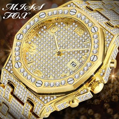 Missfox Men S Watches Men Baguette Diamond Watch 18k Gold Waterproof Watch Quartz Wristwatch Buy At A Low Prices On Joom E Commerce Platform