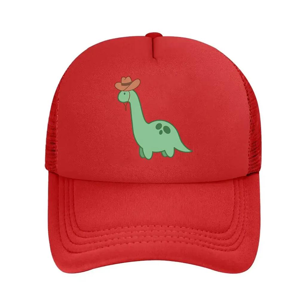 Little Green Cowboy Dinosaur Sticker Mesh Baseball Cap