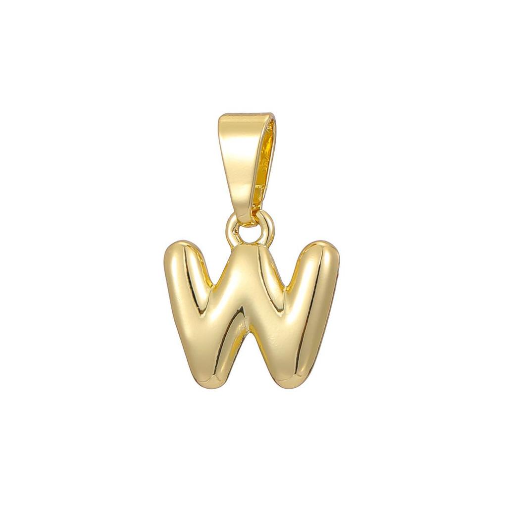 Pozłacany 18-karatowym złotem naszyjnik z mini zawieszką w kształcie litery bąbelkowej - Personalizowany 26 literami alfabetu angielskiego