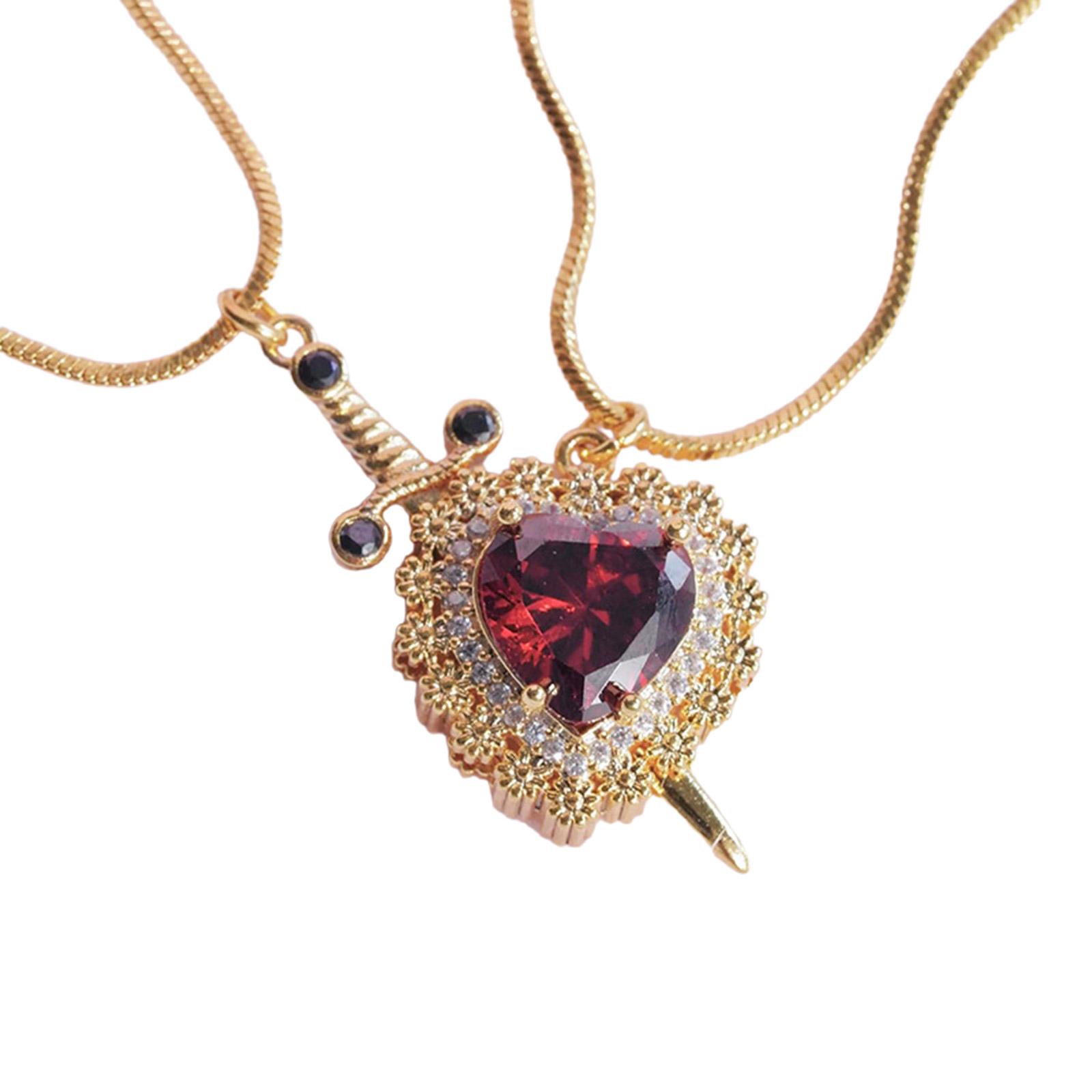 

Набор из 2 ожерелий-сердечек, инкрустированных стразами, модный аксессуар, парное ожерелье, ожерелье для повседневной носки, подарок для дам золотой