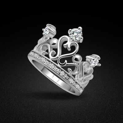 Zircon Crown Ring Women'S Temperament Index Finger Ring Electro/White Gold Jewelry