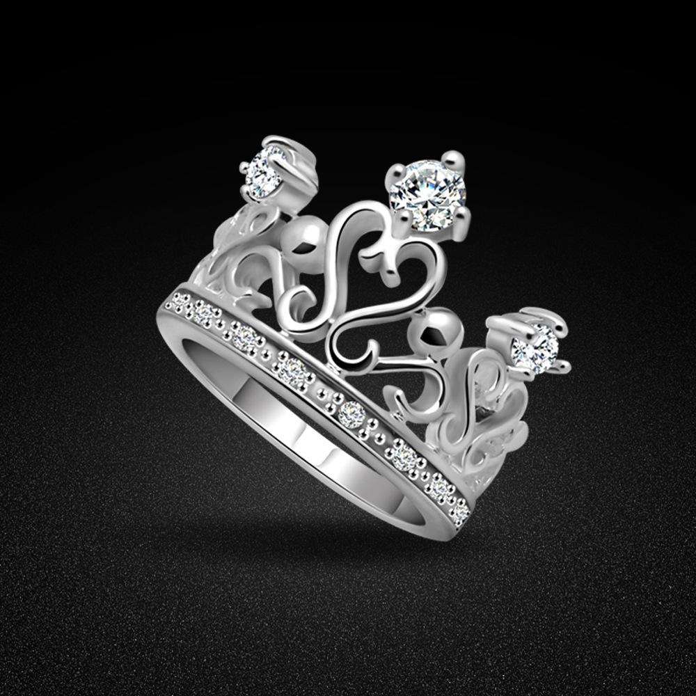 Zircon Crown Ring Women'S Temperament Index Finger Ring Electro/White Gold Jewelry