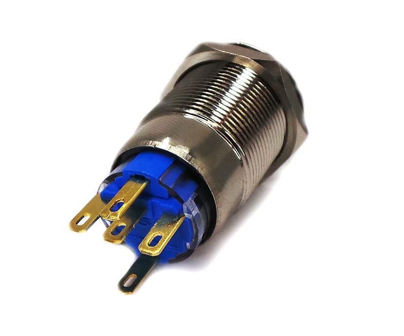 Włącznik świateł przeciwmgielnych LED 16mm chrom chwilowy + gniazdo Off-Road