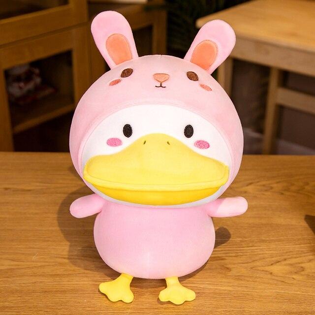 1pc 33cm Adorable Big Mouth Duck Plush Toys Kawaii Toy Turn To Dinosaur Husky Bear Frog Rabbit Dolls Stuffed Soft Pillow For Girls