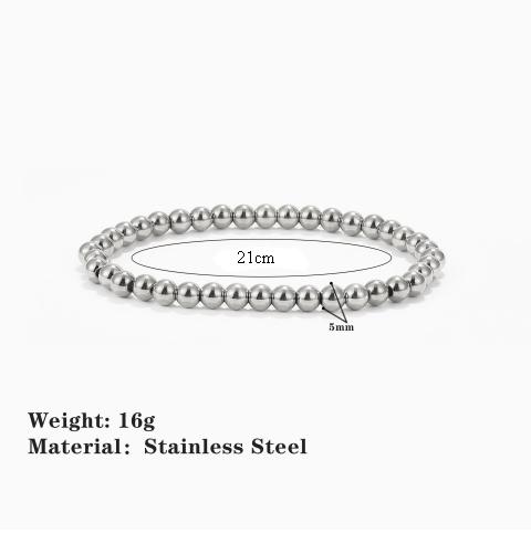 Stainless Steel Elastic Strand Beads Bracelets Bangles For Woman Waterproof Beaded Chain Bracelet 21cm