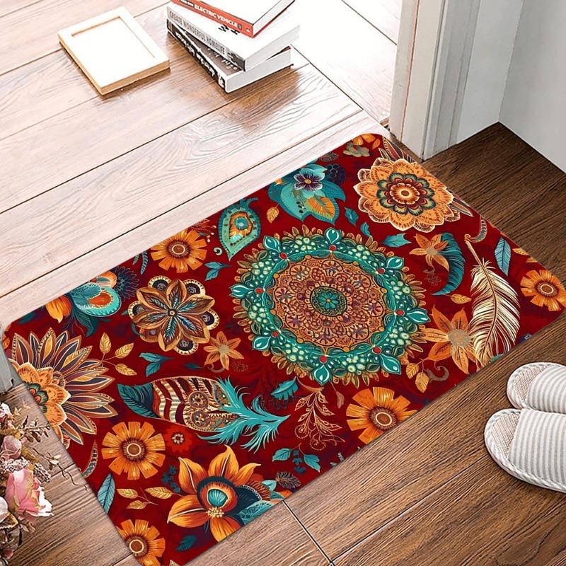 Bohemian Style Printed Non-Slip Waterproof Doormat Easy Clean Entrance Floor Mat Home Decor Durable Retro Classic and Beautiful