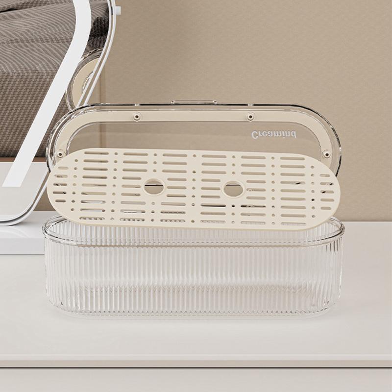 1pc Makeup Brush Storage Box Cosmetics Organizer Desktop Jewelry Box Dust-proof Water-proof Powder Puff Storage Box with Lid