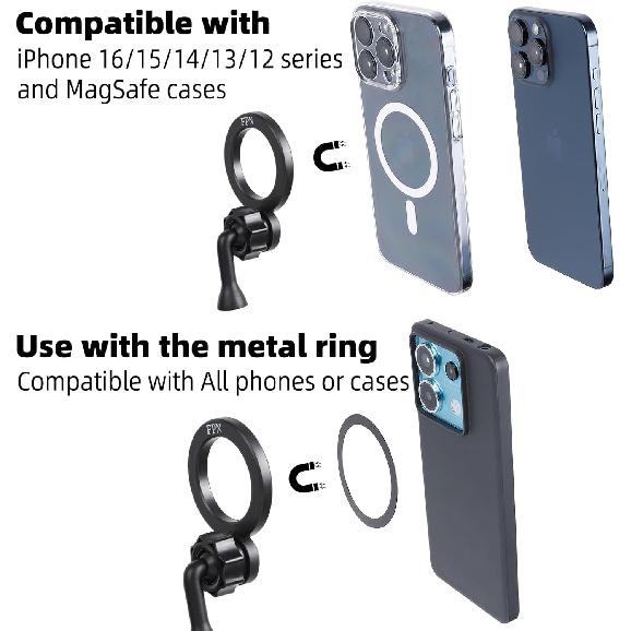 Magnetic Tripod Holder Mount Adapter for MagSafe, Magnet Phone Holder Adapter with 1/4"-20 Screw Hole for iPhone 12 13 14 15 16 Plus Pro Max All