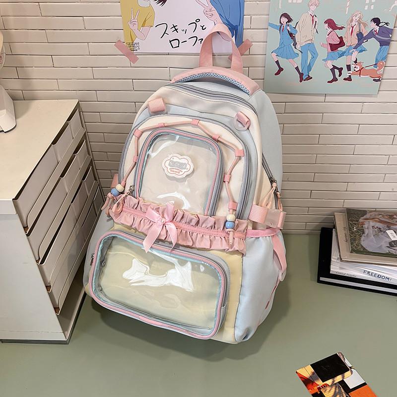 College-Rucksack für Mädchen und Jungen mit transparenten Fächern und geräumigem Design für Schule und Reisen