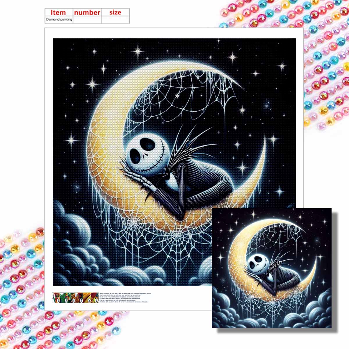 

5D DIY Алмазная Живопись Декоративный Скелет и Луна Полная Круглая Выкладка Пейзаж Алмазная Вышивка Наборы для Вышивания Крестом Домашний Декор Подарок Round 20x20cm