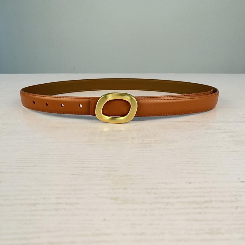 Leather Women'S Belt Simple Round Buckle Girls Belt With Jeans Casual Pants Belt Women'S